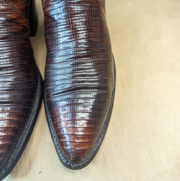 Dan Post boots women's sz 5.5M Exotic Genuine Brown Teju Lizard Classic Western - Picture 4 of 13